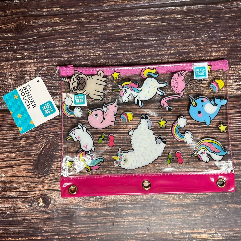 pen + Gear See Through Unicorns Binder Pouch